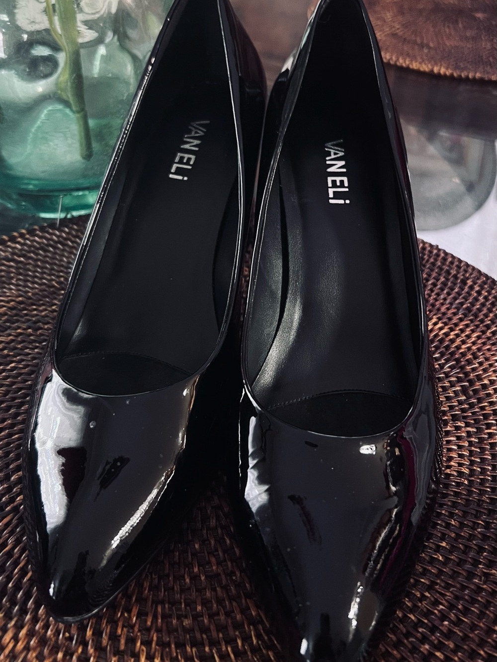 Vaneli Black Patent Pointed-Toe Pumps - Glossy Finish